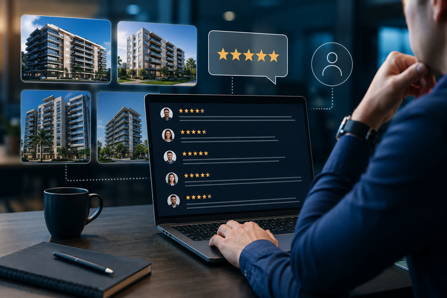 Síndico avaliando referências de uma empresa de Portaria Virtual