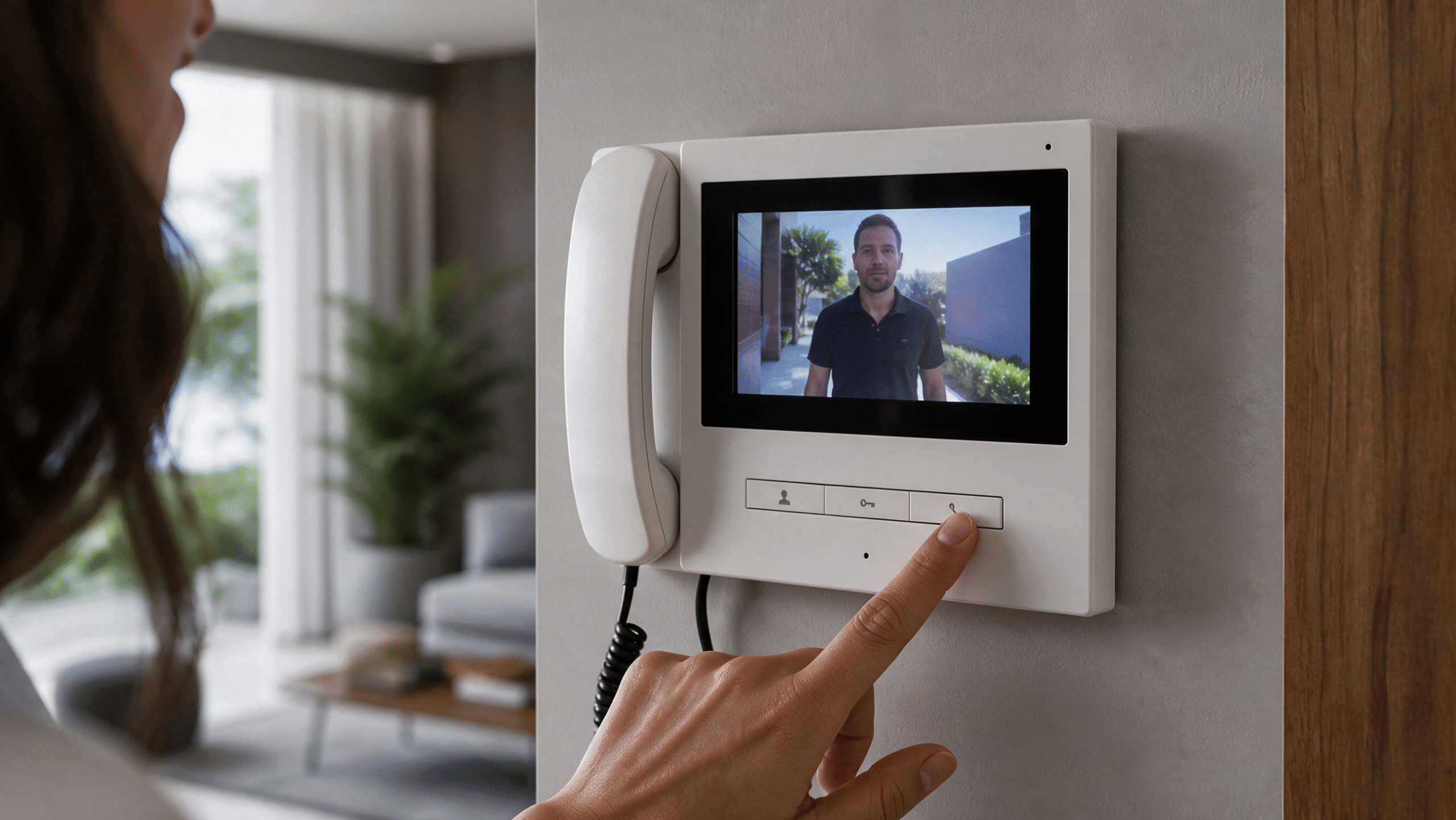 Monitor LCD instalado no apartamento para atendimento de visitantes na portaria virtual